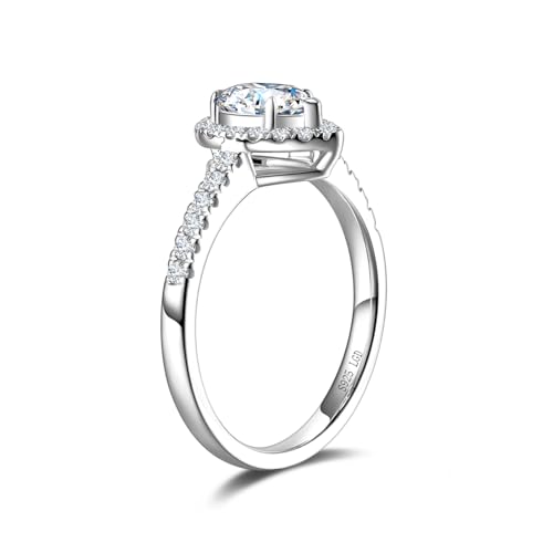 AGVANA 'Promise in Bloom' 0.5-1.3 Ct. Tw. Lab Grown Diamond Halo Pear Engagement Ring in Sterling Silver (0.3-1 Carat Main Stone) Promise Anniversary Wedding Ring for Women (D-E Color, VS Clarity)4