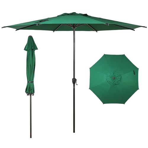 Image of Abba Patio 11FT Lyon Outdoor Patio Umbrella Outdoor Table Umbrella with Push Button Tilt and Crank Market Umbrella 8 Sturdy Ribs UV Protection Waterproof for Garden Deck Backyard Pool Dark Green