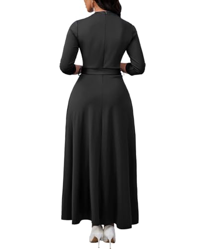 Image of BubFee Maxi Dresses for Women Semi Formal Long Dress 3 /4 Sleeve Casual A-line Church Dresses with Pockets