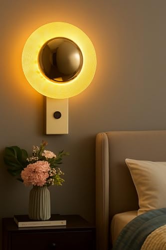 Image of blissbells Modern LED Wall Light - Gold Finish with Halo Glow | Decorative Wall Sconce for Living Room, Bedroom, Office (Dome Sconce)