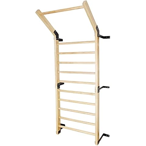FC FUNCHEER Swedish Ladder,Gymnastics Stall Bar, Wall Mounted Pull Up Bar- Solid Wood With11 Strategic Rods-86.6 Inches Height, 32 Inches Width, Indoor Gym Workout Yoga Cover