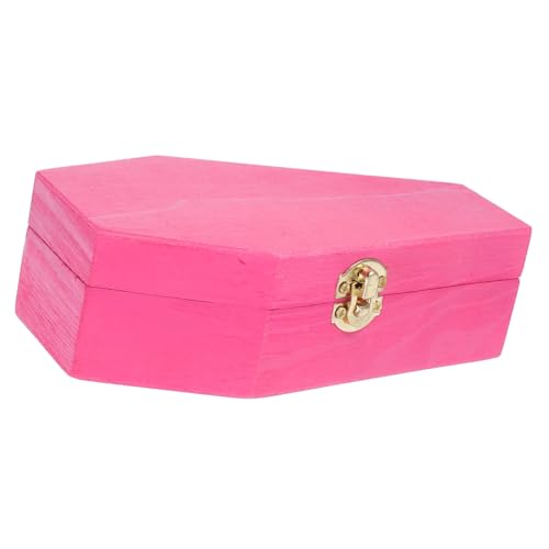 Zerodeko Caja Ataúd de Madera Rosa para Halloween Caja Joyero Gótica Urna para Mascotas para Dulces y Decoración de Fiesta
