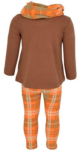 Unique Baby Girls Kids Toddler 3pc Outfit Set Long Sleeve A-Line Tunic Top Leggings and Scarf3