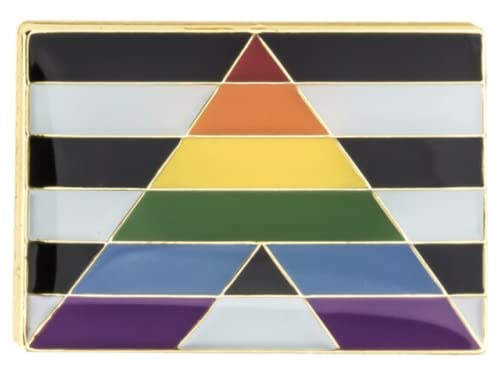 Straight Ally Pride LGBT Rectangle Color Flag Revers Pin's - Arc-en-ciel Festival Badge émail 2 x 1,5 cm - Symbole de soutien LGBTQIA+