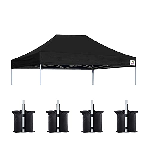 Image of Eurmax USA 8x12 Pop Up Canopy Replacement Top,Universal Instant Canopy Cover ONLY,Heavy Duty UPF 50+ UV Protection,Water & Wind Resistant Tarp,30+ Colors Available,Bonus 4 Sand Bags(Black)