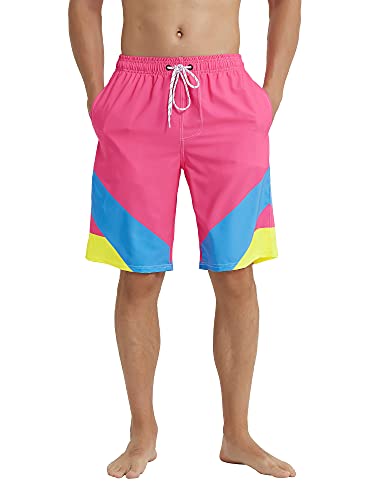 Miaiulia Mens 80S 90S Vintage 4 Way Stretch Swim Trunks With Mesh Lining Quick Dry Swim Suits Board Shorts Like Totally Neon M #TOP3
