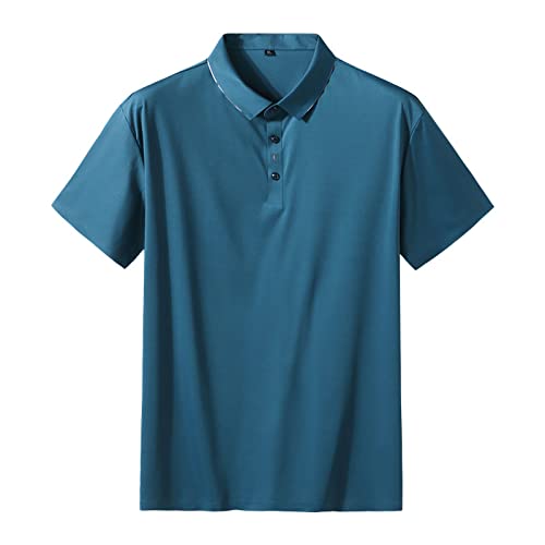 Polo De Golf para Hombre, Talla Grande, Manga Corta, Botón De Solapa, Trabajo, Camiseta Sólida, De Gran Tamaño, Casual, De Negocios, Tenis, Deportes, Camiseta, Ropa De Calle, Negro, 4XL Cover