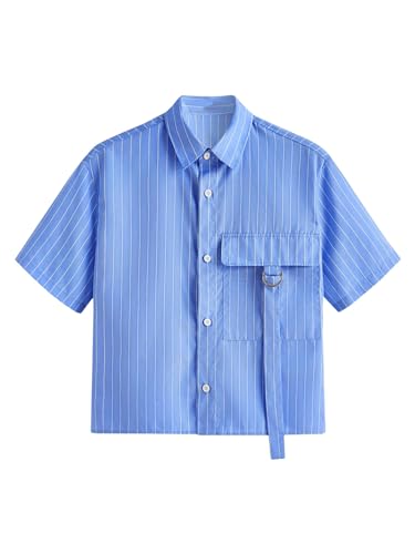 Amazon.com: OYOANGLE Men's Striped Print Button Down Short