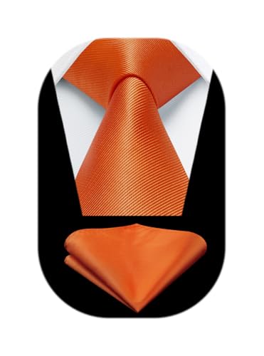 HISDERN Solid Color Necktie and Pocket Square Set