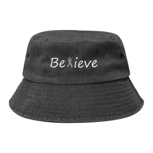 Qauirfe Cancer Believe Metastatic Breast Cancer Fashion Cowboy Denim Fisherman Hat Outdoor Fishing Cap Sun