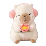 Adorable muñeco de peluche Capybara: El Capybara Plush sostiene un loto floreciente en su mano, que simboliza la pureza, la elegancia y el desapego, complementando sus elegantes orejeras. Los intrincados detalles de la muñeca añaden un artístico, mientras que el tema Paz mental infunde una connotación espiritual.