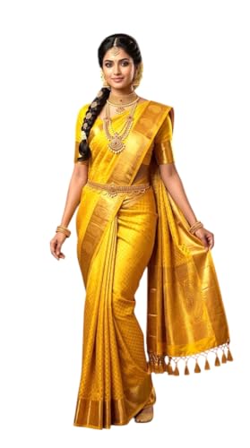 Image of VFCollections Women's Kanchipuram Silk Saree With Blouse Piece