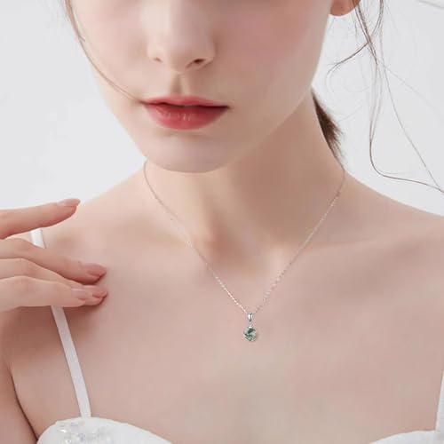 Moss Agate/Amethyst/Rose Quartz/Jade/Larimar/Opal Necklace Sterling Silver Natural Gemstone Ball Pendant Necklace Gemstone Jewelry for Women2