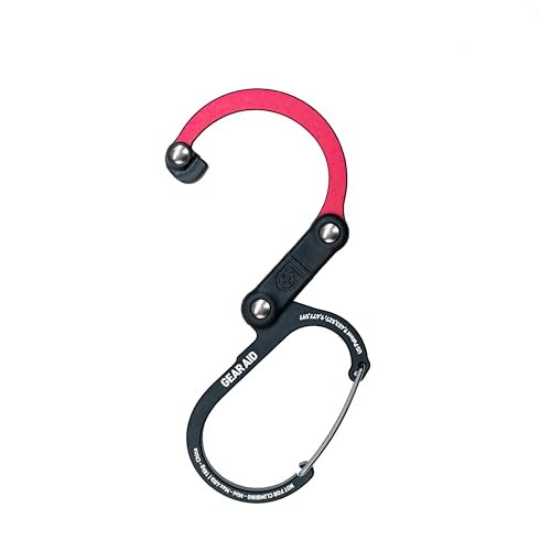 GEAR AID HEROCLIP Carabiner Clip and Hook (Mini) for Travel Luggage, and Small Bags - Black & Red - Image 2