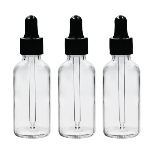 50ML Clear Round Empty Glass Bottle | Glass Dropper | Black Smoth...