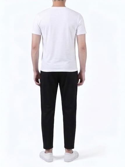 Image of Combo of 2 Men's Stretchable Lycra Blend Elasticated Waist Regular Fit Track Pants, Jogger Bottoms for Casual Wear (Black-Navy-Blue Combo) || Combo Casual Lower Track Pant