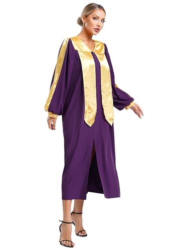 iiniim Unisex Womens Mens Choir Robe for Church V-neck Long Sleeve Judge Robe Graduation Gown4