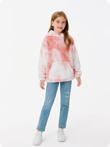 Image of Makkrom Boys Girls Sherpa Fleece Hoodies Pullover Sweatshirts with Pockets | Fuzzy Soft, Cozy Warm, Kids Hoodie Outfits, Kangaroo Pocket, Solid, Tie-Dye, Casual, Loose, Toddler, little Kid, Big Kid