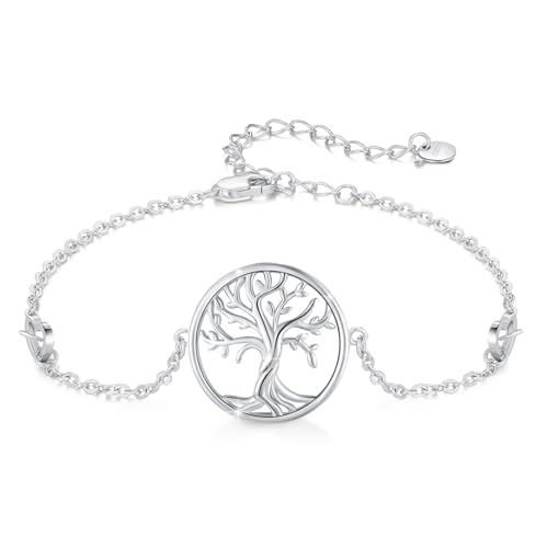 Tree of life Bracelets Sterling Silver Hypoallergenic Tiny Family Tree Good Luck Bracelet Jewelry for Mother