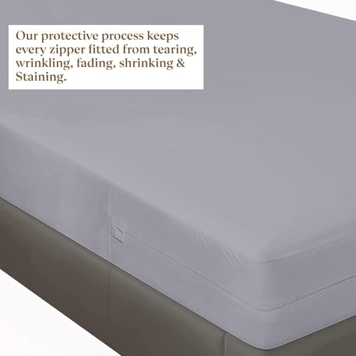 Image of Zippered Chain 75 inchx35 inchx10 inch Terry Cotton Waterproof Mattress Protector | Dust Mite Proof, Bed Protection Mattress Cover for Single Bed Size with 10 inch Drop Thick (75x35x10 inch,Light Grey)