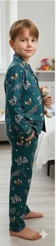 Image of TONY & JONY Summer Casual Wear Self Design Cartoons Printed Full Sleeve 100% Pure Cotton Kid's Top Bottom Set /Night Suit