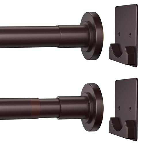 CorkLatta Matte Bronze Shower Curtain Rod 1 Inch Diameter Stainless Steel Adjustable Spring Tension Rods 32 to 80 with Holders Anti-Slip Curtain Rods No Drilling(1 Pack)