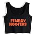 Femboy Hooters Text Print Fashion Style Crop Top Shirt Women's Sexy Training Tank Tops Gym Fitness Camisole Black