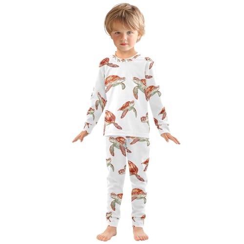 senya Red Cute Turtle White Pajamas Set Long Sleeve Soft Cotton Sleepwear 2 Piece3
