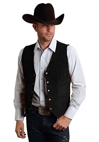 JYDress Men's Suede Leather Vest Vintage Cowboy Style Sleeveless