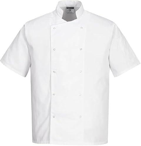 Price Beater Unisex White Professional Half Sleeves Chef Jacket, Breathability And Comfort, Resists Wear And Tear, Tailored For Restaurant Staff, Caterers, Bakers, And Food Service Workers (, Small)