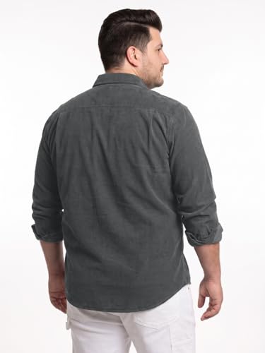 Image of Urbano Plus Men's Corduroy Full Sleeve Regular Fit Solid Overshirt with Utility Pockets