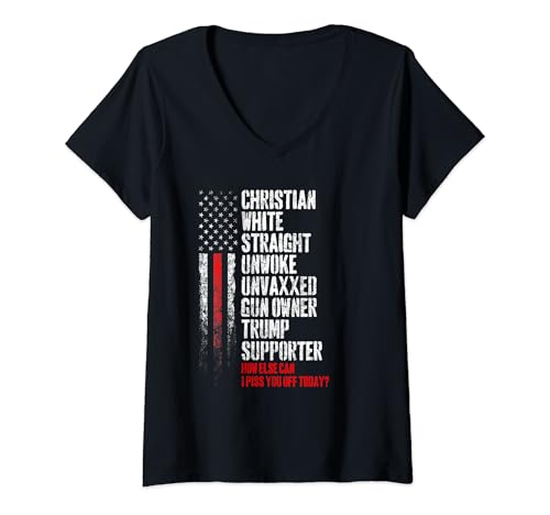 Mujer Partidario de Trump Christian White Recta Despertado Unvaxxed Camiseta Cuello V