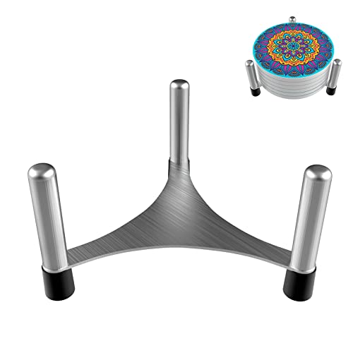 Support de dessous de verre en acier inoxydable pour dessous de verre rond, pour 6 pièces, fabriqué en céramique, pierre, silicone, bois, cuir, marbre. 4.3 inch argenté Cover