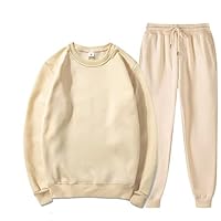 Survêtement pour homme - Survêtement 2 pièces - Manches longues - Col rond - Pantalon de jogging avec ensemble sans capuche - Survêtement uni - Survêtement de loisirs