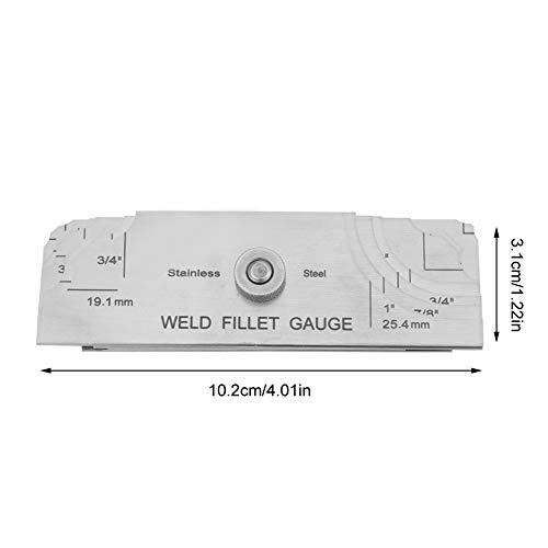 Calibrador para soldadura en filete, juego de 7 piezas en acero inoxidable con escala métrica y pulgadas para medir longitud de cateto y espesor de garganta miniatura 5
