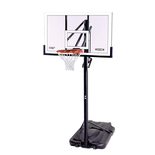 Lifetime Adjustable Portable Basketball Hoop, 54-Inch Backboard, 7.5-10 ft Power Lift Height Adjustment