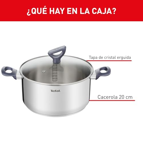 Miniatura 2 de Tefal Daily Cook - Cacerola De Acero Inoxidable, 3 Litros, Base Reforzada, Aptas Para Todo Tipo De Cocinas Incluido Inducción, Gran Conductividad Y Resistencia Con Materiales Reciclados, Cacerola 20 Cm