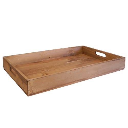 Plateau de service en bois - 60 x 40 x 8 cm - Plateau décoratif et de transport - Pour service et lit