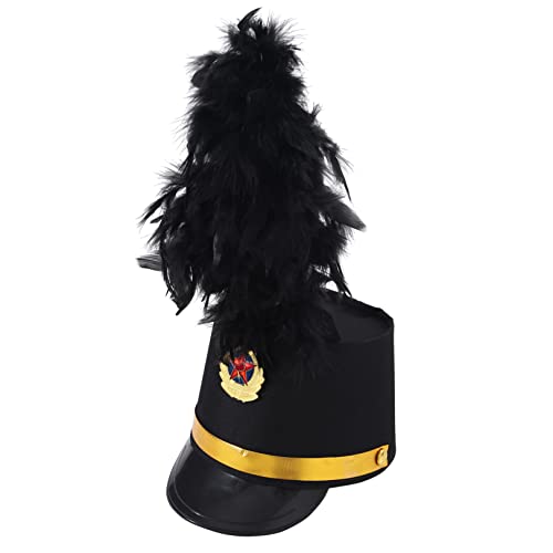 renvena Dress Up Marching Band Hat Adults Band Feather Major Hat Drum Major Drummer Costume Accessory Type B Black One Size