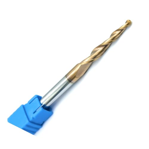 Image of 2pcs Tapered Angle Ball Nose Tip Radius=1.5mm X 1 /4 inch Shank CNC Carving 3.02 Deg 2 Flutes Tungsten Solid Carbide HRC55 with TiAIN Coated
