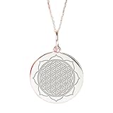 Gems_Hub Halskette mit Anhänger Blume des Lebens aus 925er Sterlingsilber, zierlicher...