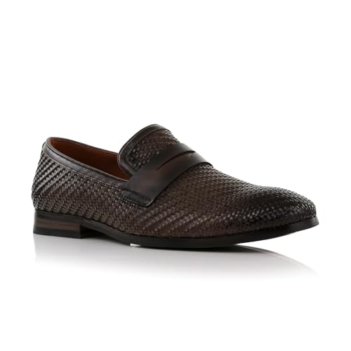 Ferro Aldo Louie MFA19702 Classic Round Toe Penny Loafers for Men, in Woven Espresso, Size 11
