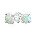 Azul Blanco Creado Opal Redondo Solitario Pendiente Boton Conjunto Cesta Juego Mujer 925 6Mm Octubre Piedra Nacimiento