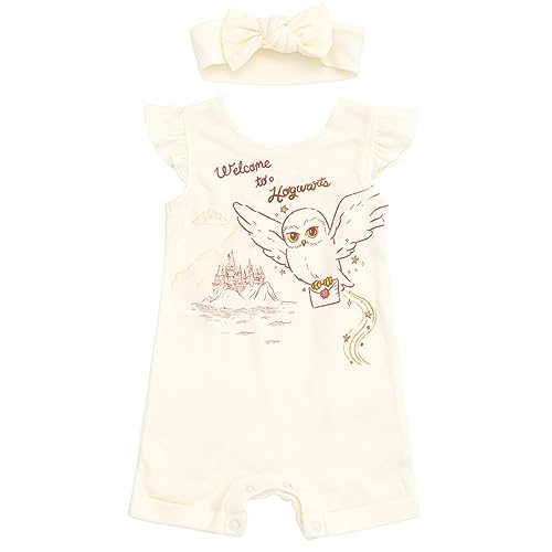 Harry Potter Hedwig Owl French Terry Romper and Headband Newborn to Toddler
