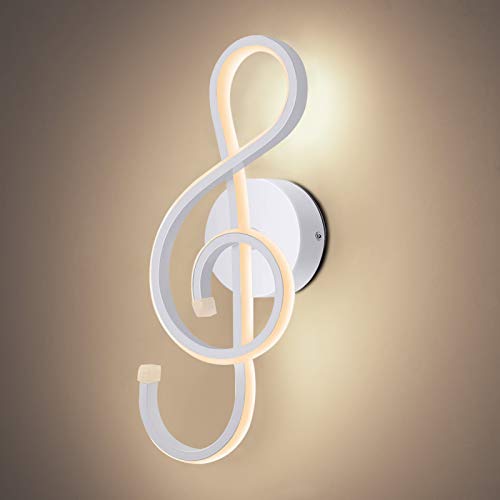 Image of Kawell 22W Indoor LED Wall Light Modern LED Wall Sconce Light Creative Wall Lamp LED Music Symbol Art Decoration for Bedroom Living Room Cafe Lounge Stairs Corridor, White 3000K