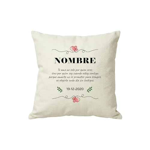 Zoubli+ Cojín Personalizado con Nombre y Mensaje de Amor – Regalo romántico para Parejas con Imagen para Ella y Él, Decoración para Sofá o Cama (30X50cm)
