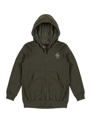 Image of Unisex Kids Solid Full Sleeve Zip Front Open Hooded Sweatshirt