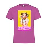 Kiwistar - T-Shirt Enfant - Pink - 152 - Impression individuelle - avec Photo imprimée - ...