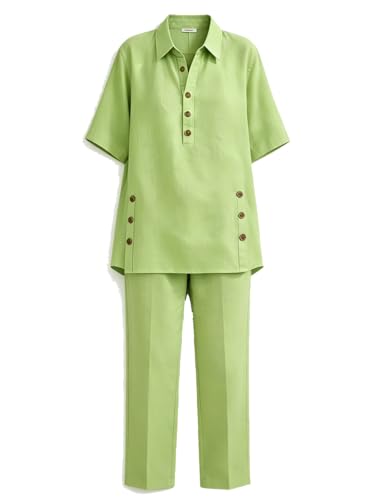 Chemisier surdimensionné pour femme et pantalon large ensemble 2 pièces