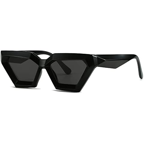 Breaksun Thick Frame Cat Eye Sunglasses for Women Vintage Trendy Cateye Sun Glasses Retro Style Shades (Black) Cover